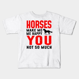 'Horses Make Me Happy' Lovely Horse Gift Kids T-Shirt